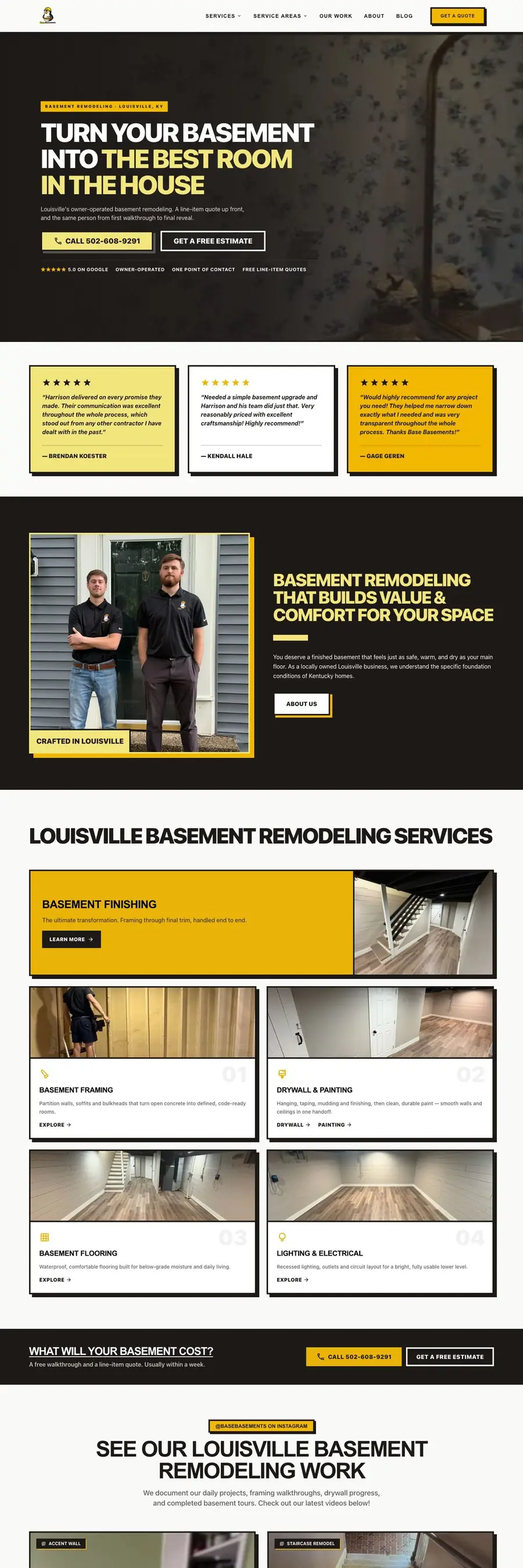 basebasements.com after the redesign, live since August 2026